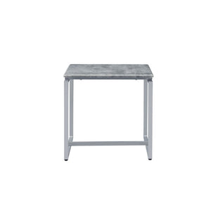 47" Gray and Silver PVC Veneer And Metal Sled Coffee Table