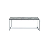 47" Gray and Silver PVC Veneer And Metal Sled Coffee Table