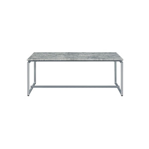 47" Gray and Silver PVC Veneer And Metal Sled Coffee Table