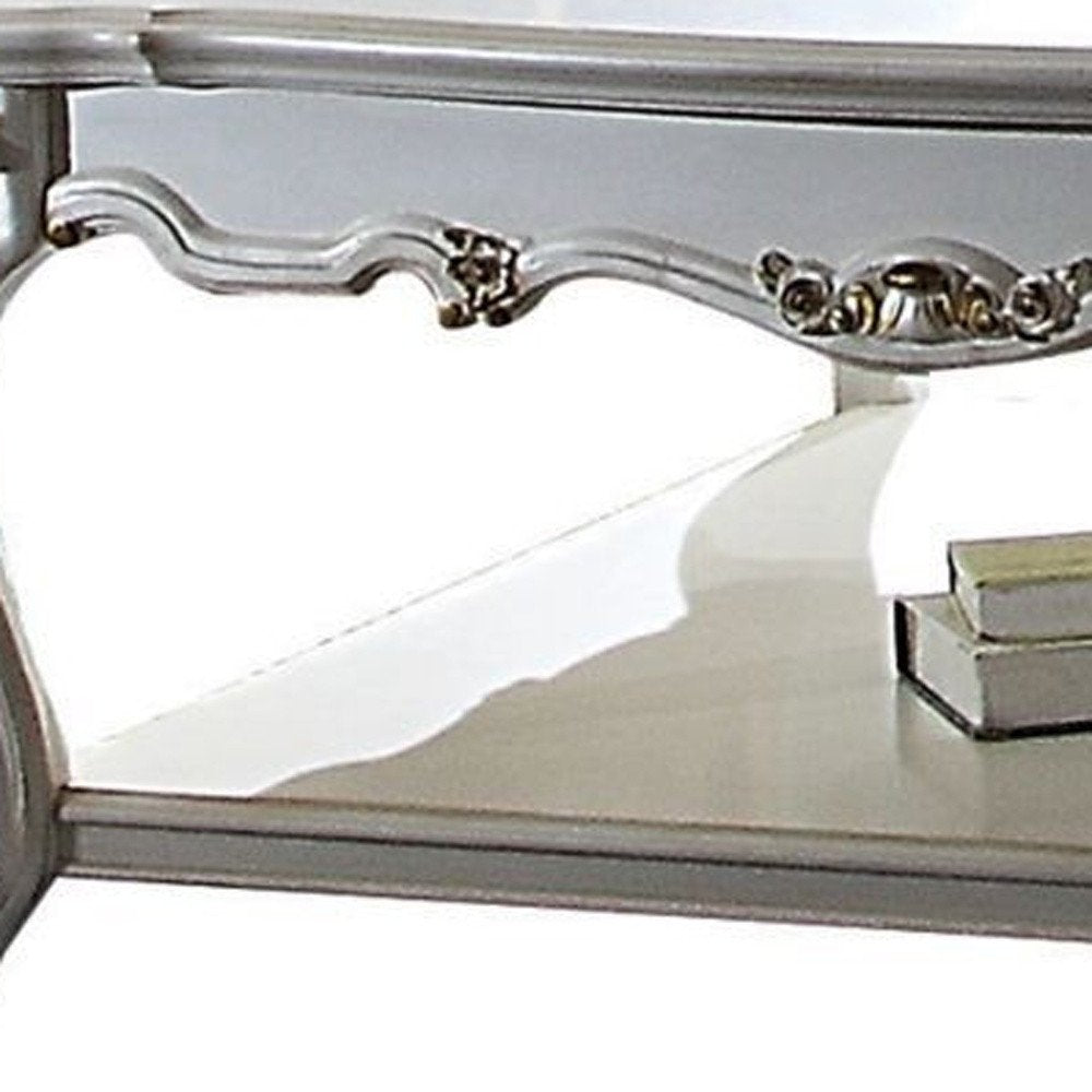 47" Pearl Wood Coffee Table With Shelf