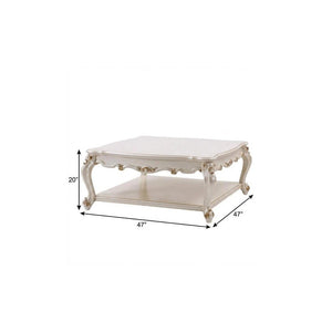 47" Pearl Wood Coffee Table With Shelf