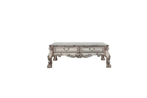 57" Bone Wood Coffee Table With Two Drawers