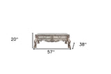 57" Bone Wood Coffee Table With Two Drawers