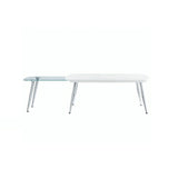 47" White Clear and Silver Wood And Glass And Metal Coffee Table