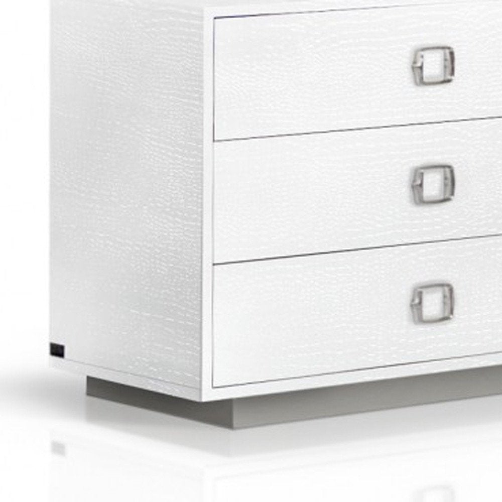 63" White Wood Six Drawer Double Dresser