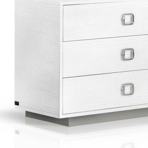 63" White Wood Six Drawer Double Dresser