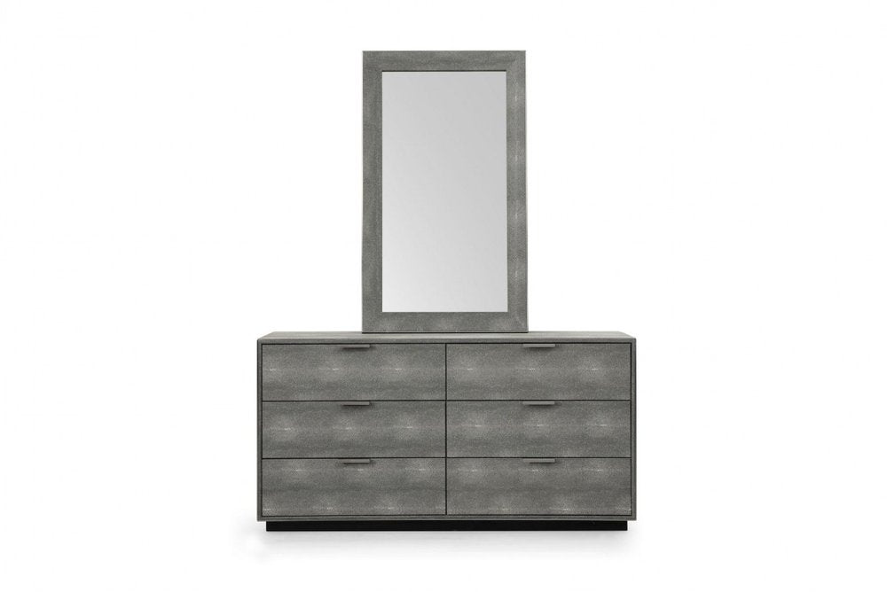 59" Gray Wood Six Drawer Double Dresser