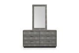 59" Grey Solid And Manufactured Wood Six Drawer Double Dresser