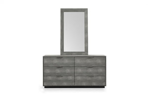 59" Grey Solid And Manufactured Wood Six Drawer Double Dresser