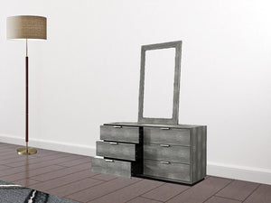 59" Gray Wood Six Drawer Double Dresser