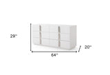 64" White Solid and Manufactured Wood Six Drawer Double Dresser