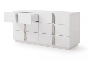 64" White Wood Six Drawer Double Dresser
