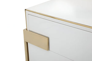 60" Gold And White Wood Six Drawer Double Dresser