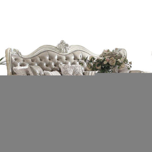 90" Gray Faux Leather Curved Sofa And Toss Pillows With Bone Legs