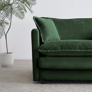 Mid-Century Modern 3-Seater Sofa with Green Chenille Upholstery