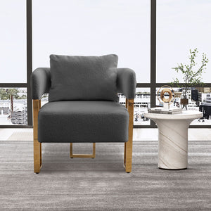 Modern Decorative Chair Teddy Fleece Upholstered And Metal Foot by Couch.com