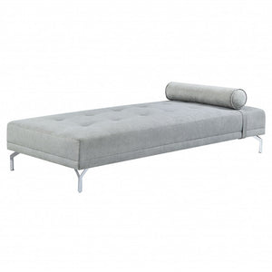 74" Gray Velvet Convertible Futon Sofa With Toss Pillow