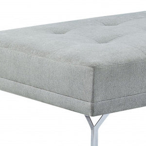 74" Gray Velvet Convertible Futon Sofa With Toss Pillow