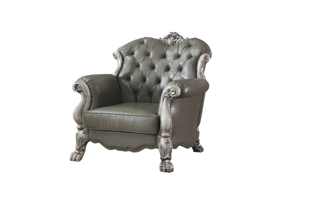 45" Champagne Faux Leather Arm Chair