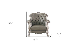 45" Champagne Faux Leather Arm Chair
