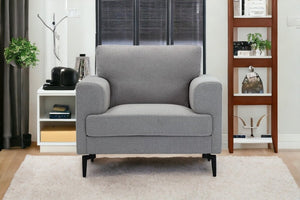41" Light Gray and Black Linen Arm Chair