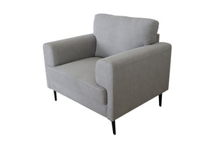 41" Light Gray and Black Linen Arm Chair