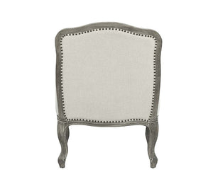 29" Cream and Brown Linen Arm Chair And Toss Pillow