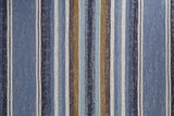 31" Blue and White Fabric Striped Wingback Chair And Toss Pillow