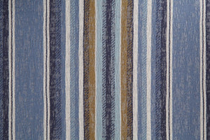 31" Blue and White Fabric Striped Wingback Chair And Toss Pillow