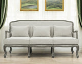 76" Cream Linen Sofa With Brown Legs