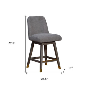 26" Gray Solid Wood Swivel Bar Chair