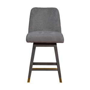 26" Gray Solid Wood Swivel Bar Chair