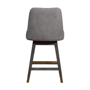 26" Gray Solid Wood Swivel Bar Chair