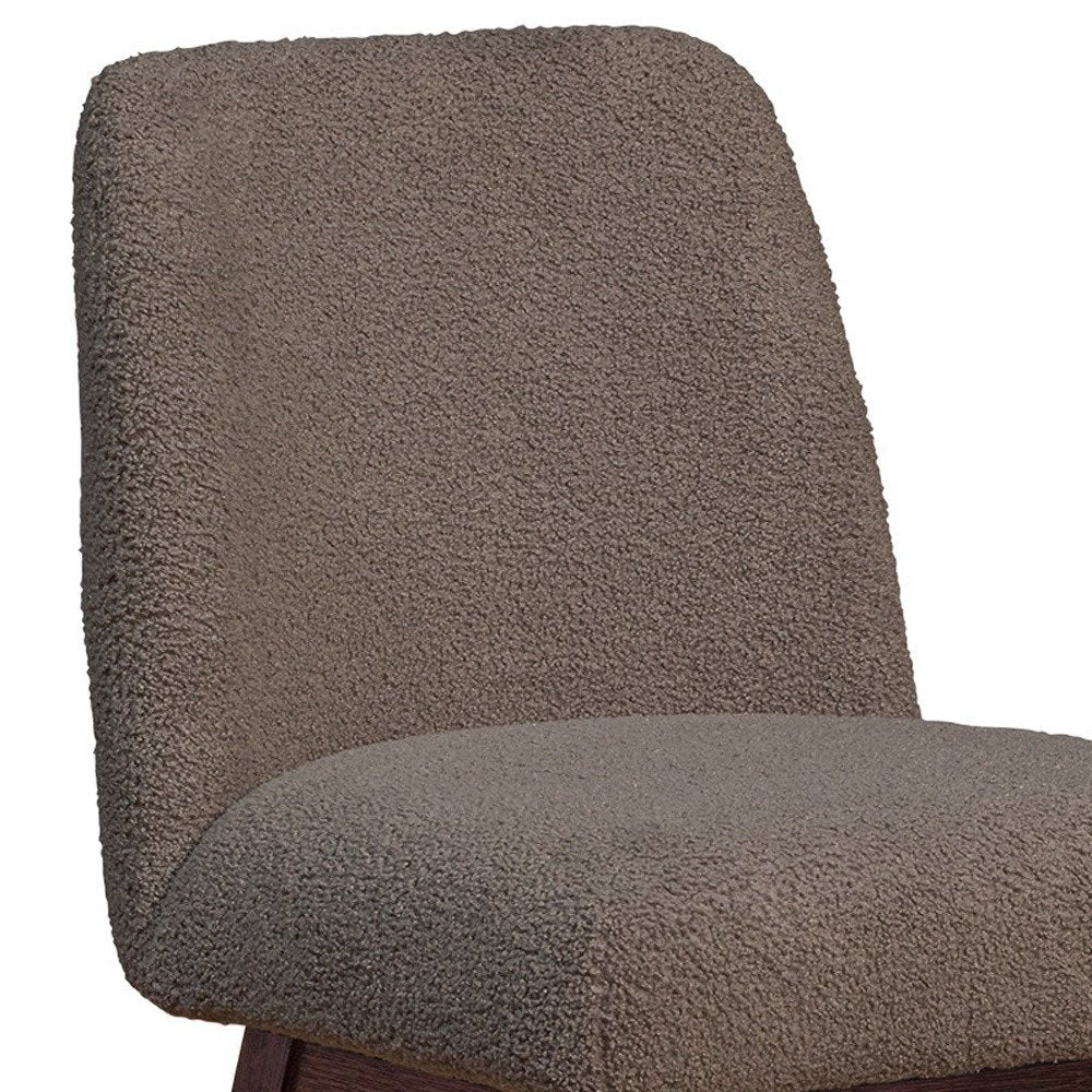 26" Taupe And Brown Fabric And Solid Wood Counter Height Swivel Bar Chair