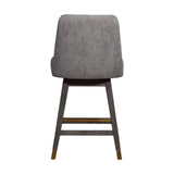 26" Taupe and Gray Solid Wood Counter Height Swivel Bar Chair