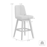 26" Taupe and Gray Solid Wood Counter Height Swivel Bar Chair
