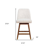 Beige And Brown Solid Wood Swivel Counter Height Bar Chair