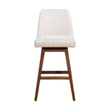 Beige and Brown Solid Wood Bar Height Swivel Bar Chair