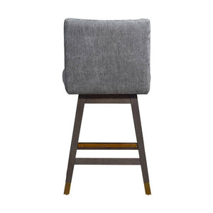 26" Gray and Brown Solid Wood Counter Height Swivel Bar Chair
