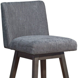 30" Gray And Brown Solid Wood Bar Height Swivel Bar Chair