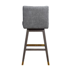 30" Gray And Brown Solid Wood Bar Height Swivel Bar Chair