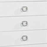 32" White Manufactured Wood + Solid Wood Stainless Steel Six Drawer Chest