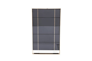 33" Black And Gold Wood Five Drawer Dresser