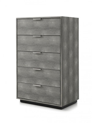 30" Gray Wood Five Drawer Dresser