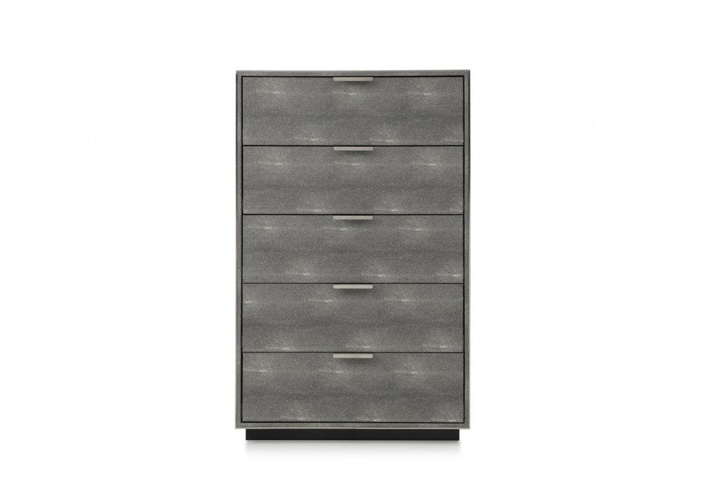30" Gray Wood Five Drawer Dresser