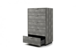 30" Gray Wood Five Drawer Dresser