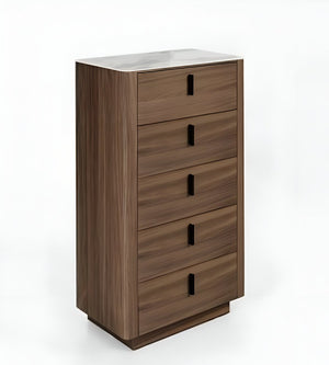 28" Black And White Wood Five Drawer Dresser