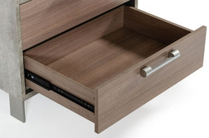 20" Brown And Gray Solid and Manufactured Wood Two Drawer Nightstand