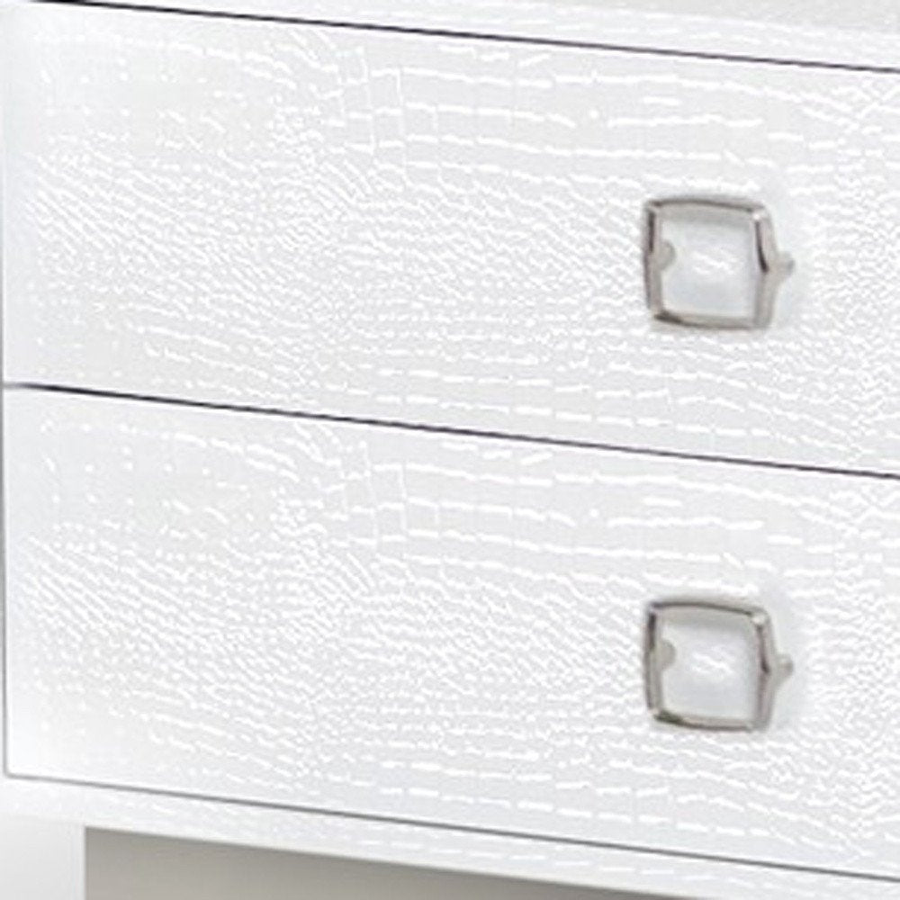 19" White Solid and Manufactured Wood Two Drawer Nightstand