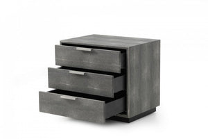 22" Gray Solid and Manufactured Wood Shagreen Three Drawer Nightstand